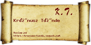 Krénusz Tünde névjegykártya